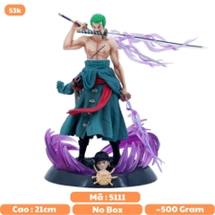 Mô Hình Đồ Chơi - Zoro đứng 2 đầu + 3 kiếm + 3haki - OnePiece - No Box - Bọc Túi Opp - D - 15