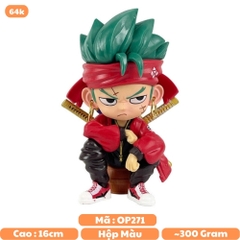 Mô Hình OnePiece Zoro AI chibi dáng ngồi - cao 15cm - nặng 270gram - Hộp Màu - Figure One Piece - K27-T2-S10