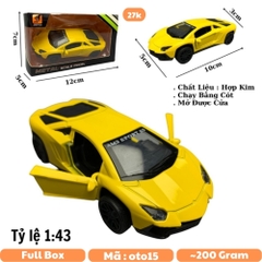 Mô Hình xe Lamborghini Huracan Vàng tỉ lệ 1:43 Hợp kim có thể mở cửa - bánh sau chạy cót - Dài 10cm - cao 3cm - nặng 200gram - Figure Oto - FULL BOX : SKU : OTO15 số 6