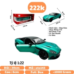 Mô Hình Xe aston martin xanh lá 1:22 Hợp kim có thể mở cửa - bánh sau chạy cót - Có tiếng - đèn pha sáng - Dài 20cm - rộng 9cm - cao 6cm - nặng ~ 1000gram - FULL BOX : box màu SKU : oto143 - N3-K8-T4-S1