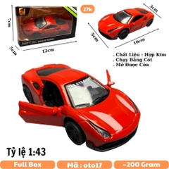 Mô Hình xe Ferrari 488 GTB Đỏ tỉ lệ 1:43 Hợp kim có thể mở cửa - bánh sau chạy cót - Dài 10cm - cao 3cm - nặng 200gram - Figure Oto - FULL BOX : box màu số4