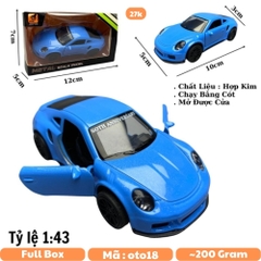 Mô Hình xe Porsche 911 màu xanh tỉ lệ 1:43 Hợp kim có thể mở cửa - bánh sau chạy cót - Dài 10cm - cao 3cm - nặng 200gram - Figure Oto - FULL BOX : box màu - SKU : oto18 số26
