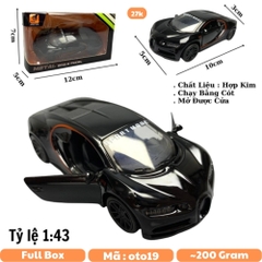Mô Hình xe Bugatti Chiron tỉ lệ 1:43 Hợp kim có thể mở cửa - bánh sau chạy cót - Dài 10cm - cao 3cm - nặng 200gram - Figure Oto - FULL BOX : box màu - SKU : oto19 số 20