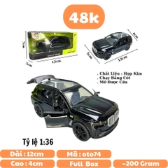Mô Hình xe BMW X7 màu đen - tỉ lệ 1:36 Hợp kim có thể mở cửa - bánh sau chạy cót - Dài 12cm - rộng 5cm - cao 4cm - nặng : 200gram - FULL BOX : box màu - OTO74 - K66-T2-S2