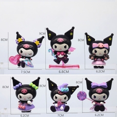 Mô hình kuromi Bộ 6 Melody Kuromi Bản đẹp - cao 8-9cm - Nặng 400gram - Bọc Túi Opp - No Box - N3-K37-T3-S2