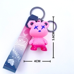 Móc khóa gấu Bearbrick màu hồng dây đen - Dây móc dài : 11cm - mô hình gấu Bearbrick Cao : 5.5cm - Nặng 50gram - No Box : Bọc túi OPP N3-K17-T3-S1