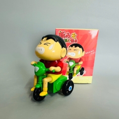 mô hình shin đi xe áo đỏ dây cót - cao : 10.5cm - figure shin - hộp màu