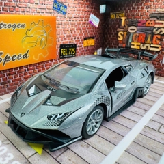 Mô Hình Xe lamboghini xám tỉ lệ 1:36 Hợp kim có thể mở cửa - bánh sau chạy cót - Dài 12.5cm - rộng 5.5cm - cao 3.5cm - nặng : 300gram - FULL BOX : box màu SKU : oto531a - K52-T1-S1