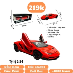Mô Hình xe lambogini đỏ tỉ lệ 1:24 Hợp kim có thể mở cửa - bánh sau chạy cót - Dài 21cm - rộng 9cm - cao 5cm - nặng : 1000gram - FULL BOX : box màu SKU : oto303 - N3-K8-T5-S3