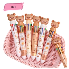 Bút bi 10 ngòi hình gấu dễ thương - SKU : B01 - (VAT: 111-01-5 ) - K27-T3-S10