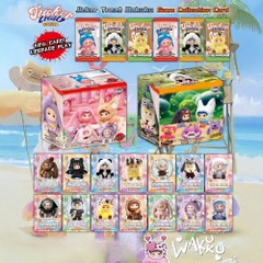 Pack anime Wakuku xanh & hồng ( 32 Pack 1 hộp - 1 Pack có 7 thẻ ) - dài 13.5cm - cao 12.5cm - Hộp màu - K30-T3-S2