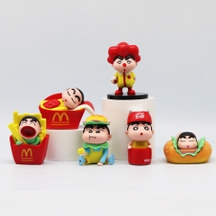 Mô Hình bộ 6 Shin đồ ăn nhanh - Cao 4-7cm - nặng 300gram - Figure Cậu Bé Bút Chì - bọc túi OPP - Hộp Màu - Hm38 N3-K38-T3-S2
