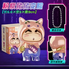 Móc Khoá mô hình shin đầu lợn màu nâu bóng - cao : 9cm - figure shin - Hộp Màu n5