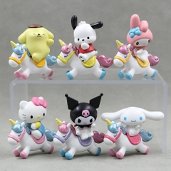 Mô hình kuromi Bộ 6 Melody Gemini Pudding Dog cưỡi ngựa Bản C - cao 5-7cm - Nặng 50gram - no box - N3-K36-T2-S3