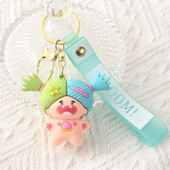 móc khóa búp bê xanh lá  - dây dài 11cm mô hình cao 5.5cm - nặng : 50gram - boc túi - no box