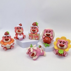 Mô Hình bộ 6 gấu dâu siêu cute Cao 5.5 - 7.9cm - nặng 300gram , Figure gấu dâu - No box