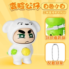Móc Khoá mô hình shin đầu gấu màu trắng lì - cao : 9cm - figure shin - Hộp Màu n5