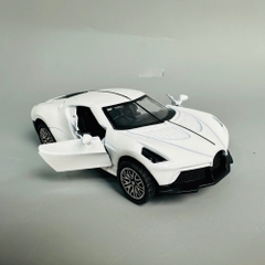 Mô Hình xe bugati trắng xọc đen tỉ lệ 1:36 Hợp kim có thể mở cửa - bánh sau chạy cót - Dài 11cm - rộng 5cm - cao 5cm - nặng : 500gram - FULL BOX : box màu SKU : oto430 - K67-T2-S7