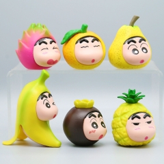Mô Hình bộ 6 Shin cosplay hoa quả - Cao 4.4-8cm - nặng 300gram - Figure Cậu Bé Bút Chì - bọc túi OPP - Hộp Màu - Hm39 -  n3-k32-t2-s2