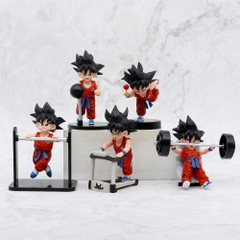 Mô Hình DragonBall bộ 5 goku tập thể dục siêu dễ thương cao 12cm - Figure DragonBall - No Box -  N1-K42-T2-S2
