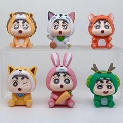 Mô Hình bộ 6 Shin bút chì cosplay động vật - Cao 7-9.5cm - nặng 300gram - Figure Cậu Bé Bút Chì - bọc túi OPP - No box - HM121 N3-K45-T3-S1