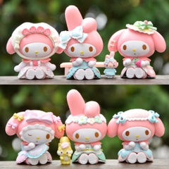 Mô hình kuromi bộ 6 kuromi hồng blind box - cao 6-8cm - Nặng 500gram - Bọc Túi - Hộp Màu
