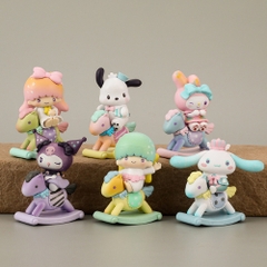 ( Giá 1 con - Bộ 6 con - Đặt Số Lượng 6 ) - Mô hình kuromi bộ 6 kuromi cưỡi ngựa blind box - cao 9.5cm - Nặng 500gram - Bọc Túi - Hộp Màu - (VAT : G873-78)- K23-T3-S9