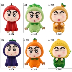 Mô Hình bộ 6 Shin bút chì cosplay rau củ - Cao 6cm - nặng 300gram - Figure Cậu Bé Bút Chì - bọc túi OPP - Hộp Màu - HM117 n3-k33-t2-s2