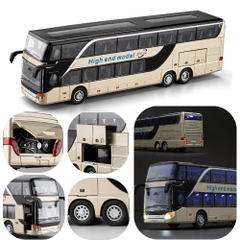 Mô Hình Xe Khách Ghi Nhạt tỉ lệ 1:30 Hợp kim - bánh sau chạy cót - Dài 24cm - rộng 5cm - cao 7cm - nặng : 500gram - FULL BOX : box màu SKU : oto477c -  K69-T5-S6