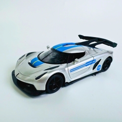 Mô Hình Xe Đua Bạc Vạch Xanh tỉ lệ 1:36 Hợp kim có thể mở cửa - bánh sau chạy cót - Dài 12.5cm - rộng 5.5cm - cao 3.5cm - nặng : 300gram - FULL BOX : box màu SKU : oto535d - K53-T1-S9