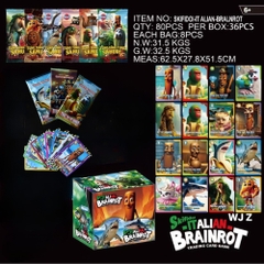 Pack anime Tung Tung Sahur ( 36 Pack 1 hộp - 1 Pack có 8 thẻ ) - dài 13.5cm - cao 12.5cm - Hộp màu  - K30-T3-S3