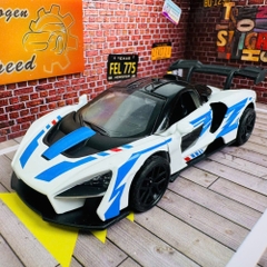 Mô Hình Xe Đua Trắng Vạch Xanh tỉ lệ 1:36 Hợp kim có thể mở cửa - bánh sau chạy cót - Dài 12.5cm - rộng 5.5cm - cao 3.5cm - nặng : 300gram - FULL BOX : box màu SKU : oto534d - K53-T3-S4