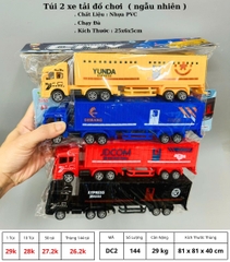 Đồ Chơi Trẻ Em bộ 2 xe contener - Dài 25cm - 1 Túi Có 2 Xe 2 màu - nặng 180gram - Bọc Túi - SKU : DC2
