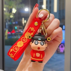 móc shin thần tài đeo kính - dây dài 11cm mô hình cao 6cm - nặng : 50gram - no box N3-T3