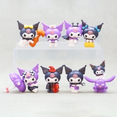 Mô hình kuromi Bộ 8 Melody Gemini Pudding Dog Cinnamon Dog Kuromi Bản A - cao 6cm - Nặng 200gram - No Box - N3-K36-T3-S3