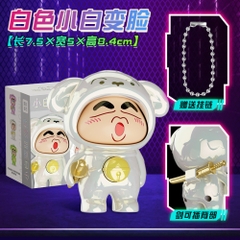 Móc Khoá mô hình shin đầu gấu màu trắng bóng - cao : 9cm - figure shin - Hộp Màu n5