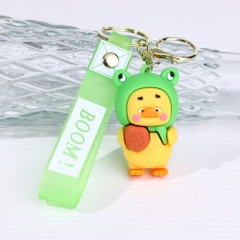 móc khóa vịt đội mũ ếch - dây dài 11cm mô hình cao 6cm - nặng : 50gram - no box N3-T3