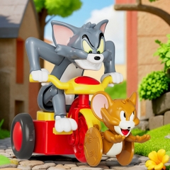 Đồ Chơi Trẻ Em Tom Jerry đi xe máy chạy cót - Cao 10cm - Ngang 15.5cm - Nặng 200gram - Hộp Màu - ht30b K75-T4-S11