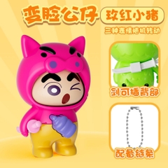 Móc Khoá mô hình shin đầu lợn màu hồng lì - cao : 9cm - figure shin - Hộp Màu N5