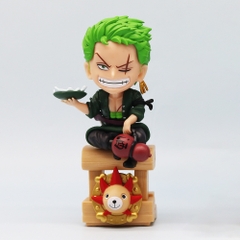 Mô Hình OnePiece Zoro Chibi Dáng ngồi - Cao 15cm - nặng 130gram - Phụ kiện : đế -  Figure OnePiece -  No box - N1-K53-T1-S1