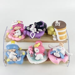 Mô hình kuromi bộ 6 kuromi nằm - cao 5.5-7.5cm - Nặng 300gram - Bọc Túi - Full box - Có hộp mù -  N3-K45-T2-S3