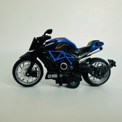 Mô Hình xe Motor Kaiser đen xanh tỉ lệ 1:12 Hợp kim có thể mở cửa - bánh sau chạy cót - Dài 14.5cm - cao 7cm - nặng 500gram - Figure Oto - FULL BOX : box màu - SKU : oto411 -  n3-k5-t2-s3