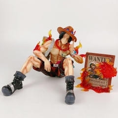 Mô Hình OnePiece Ace dáng ngồi dơ ngón tay - Phụ kiện : bảng tên - Cao 13cm - Nặng 400gram - Figure anime One Piece - bọc túi OPP hộp màu - N1-K41-T4-S3