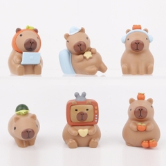 Mô hình capibara bộ 6 capibara blind box - cao 6cm - Nặng 500gram - Bọc Túi - No box N3-K48-T4-S2