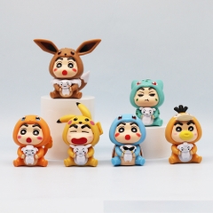 Mô Hình bộ 6 Shin cosplay pokemon - Cao 6.5 - 8.5cm - nặng 300gram - Figure Cậu Bé Bút Chì - bọc túi OPP - Hộp Màu - Hm32 n3-k40-t1-s3