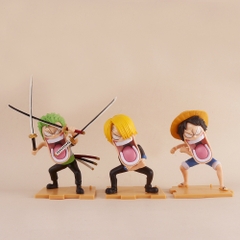 Mô Hình OnePiece Bộ 3 Luffy - Zoro - Sanji - Cao 12cm - nặng 300gram - Bọc túi OPP - Hộp Màu - N3-K42-T1-S3