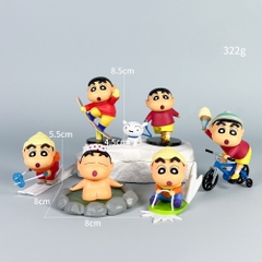 Hàng Cao Cấp - Mô Hình bộ 6 Shin bút chì trượt ván đạp xe - Cao 5.5-8.5cm - nặng 320gram - Figure Cậu Bé Bút Chì - bọc túi OPP - Hộp Màu - HM124 - N3-K44-T2-S2