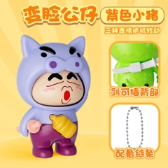 Móc Khoá mô hình shin đầu lợn màu xanh nước biển lì - cao : 9cm - figure shin - Hộp Màu n5 - K77-T3-S10