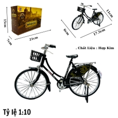 Mô Hình Xe đạp có giỏ 1:10 Hợp kim - Phụ kiện : bơm - Dài 17.5cm - rộng 6cm - cao 11cm - nặng ~ 500gram - FULL BOX : box màu SKU : oto159