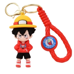 móc khóa luffy đút tay túi áo hoodie đỏ - dây dài 9.5cm mô hình cao 8.5cm - nặng : 50gram - no box